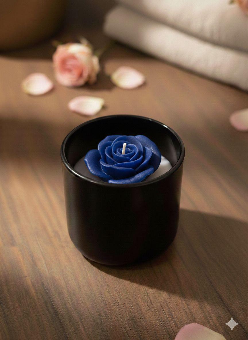 Eternal Rose Candle in Midnight Sapphire