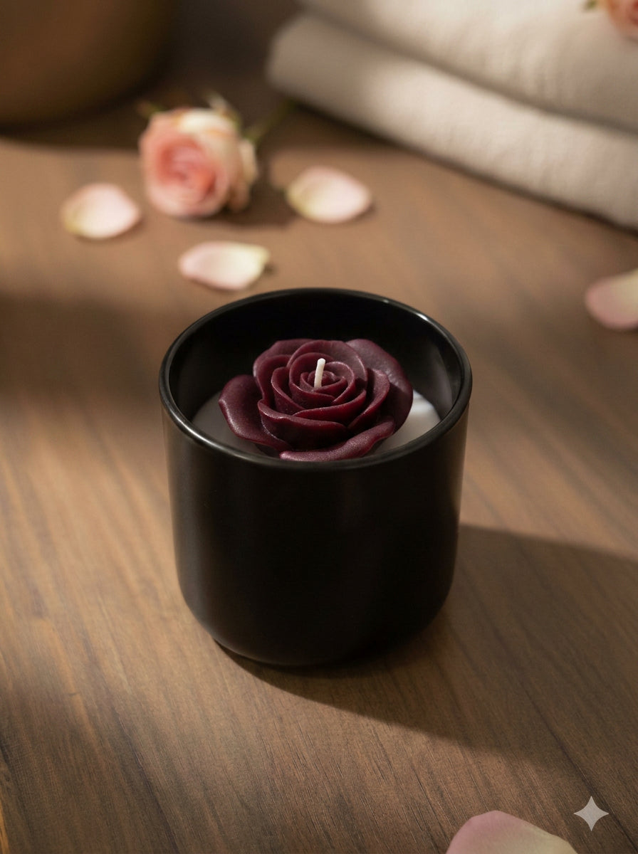 Eternal Rose Candle in Crimson Velvet