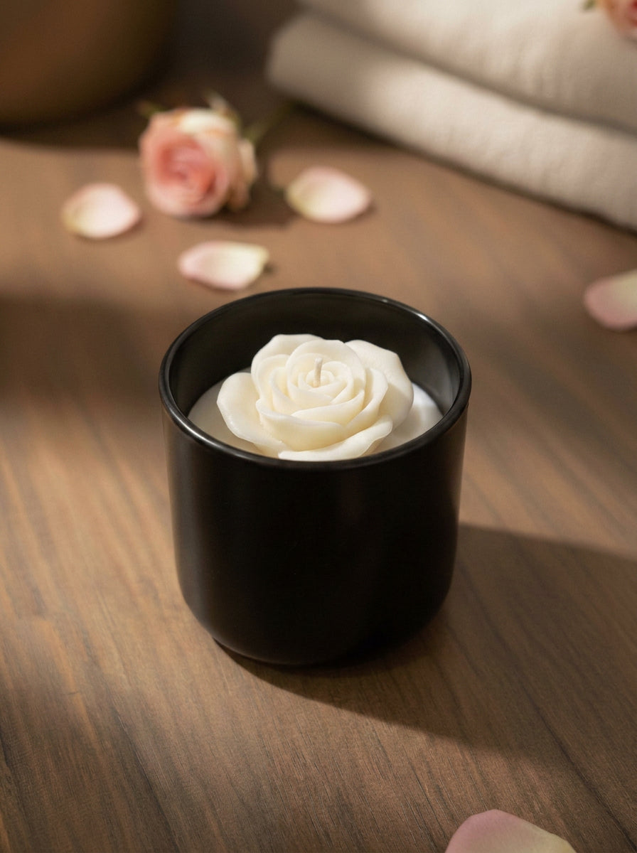 Eternal Rose Candle in Ivory Bloom